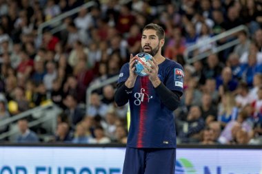 Zagreb, Hırvatistan - 29 Eylül 2018: Ehf man 's Championship League. PD Zagreb, Paris Saint-Germain 'e karşı. Eylemde Karabatik Nikola (44)