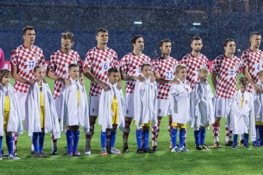 ZAGREB, CROATIA - SEPTEMBER 02, 2017: European qualifier for 2018 FIFA World CUp Russia. Croatia vs Kosovo. Croatian national team lineup