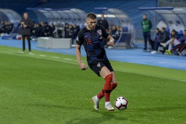 ZAGREB, CROATIA - NOVEMBER 15, 2018: UEFA Nations League football match Croatia vs. Spain. In action Ante Rebic (18)
