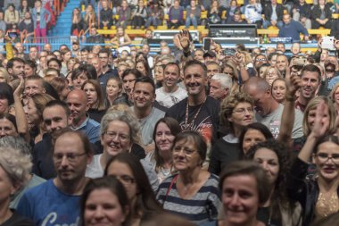 Zagreb, Hırvatistan - 30 Eylül 2018: İskoçyalı Texas grubu Dom Sportova 'da sahne aldı. Konserdeki izleyiciler