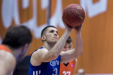 Zagreb, Hırvatistan - 15 Aralık 2017: Premijer Ligi Kk Cedevita - Kk Cibona Zagreb. Marko Tomas (33