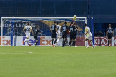 Zagreb, Hırvatistan - 20 Eylül 2018: Uefa Avrupa Ligi 2018 / 2019, Gnk Dinamo vs. Sk Fenerbahçe. Dominik Livakoviç (40) golü kurtardı