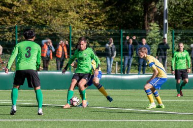 Zagreb, Hırvatistan - 07 Ekim 2017: Üçüncü Hırvat futbol ligi Nk Maksimir vs. Vrapce. Düellodaki oyuncu