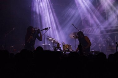 ZAGREB, CROATIA - DECEMBER 09, 2018: Hard Rock band The Picturebooks performing in Tvornica Kulture (Culture Factory) in Zagreb, Croatia. The Picturebooks performing on stage.
