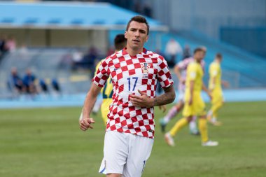 ZAGREB, CROATIA - SEPTEMBER 03, 2017: European qualifier for 2018 FIFA World Cup Russia. Croatia vs Kosovo. Mario MANDZUKIC (17) 