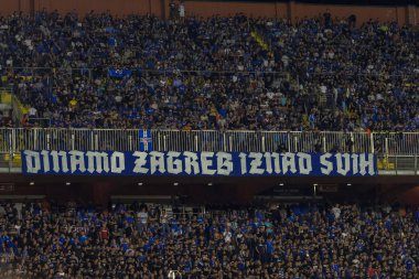 Zagreb, Hırvatistan - 28 Ağustos 2018: Uefa Şampiyonlar Ligi Playoffları, Gnk Dinamo ve Bsc Young Boys. Dinamo destekçileri