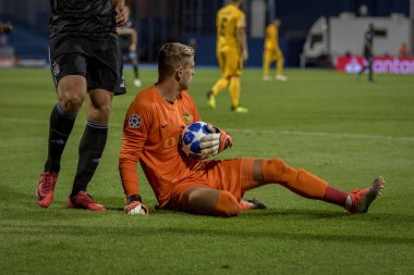 Zagreb, Hırvatistan - 28 Ağustos 2018: Uefa Şampiyonlar Ligi Playoffları, Gnk Dinamo ve Bsc Young Boys. David Von Ballmoos (26)) 