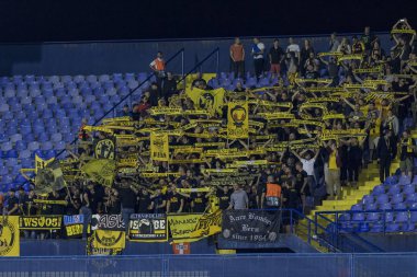 Zagreb, Hırvatistan - 28 Ağustos 2018: Uefa Şampiyonlar Ligi Playoffları, Gnk Dinamo ve Bsc Young Boys. Genç Çocuklar destekçileri 