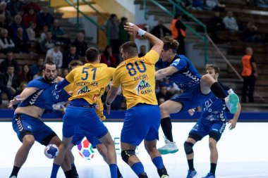 ZAGREB, CROATIA - SEPTEMBER 19, 2017: SEHA League PPD Zagreb VS RK Celje Pivovarna Lasko. Players in action