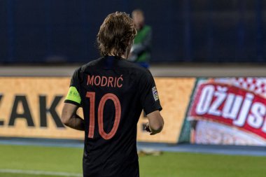 ZAGREB, CROATIA - NOVEMBER 15, 2018: UEFA Nations League football match Croatia vs. Spain. In action Luka Modric (10)