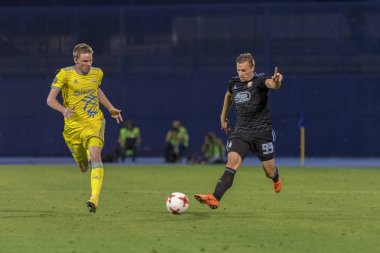 Zagreb, Hırvatistan - 14 Ağustos 2018: Uefa Şampiyonları Leauge eleme turu. Gnk Dinamo, Fc Astana 'ya karşı. Etkinlikte Mislav Orsiç (99)