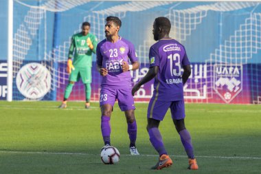 Zagreb, Hırvatistan - 31 Temmuz 2018: Arap Kulüp Şampiyonlar Kupası, Al Ain - Es Setif. Muhammed Ahmed (23) ve Ahmet Barmen (13))