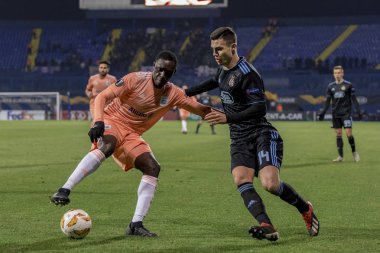Zagreb, Hırvatistan - 13 Aralık 2018: Uefa Avrupa Ligi 2018 / 2019, Gnk Dinamo Anderlecht 'e karşı. Oyuncular iş başında.