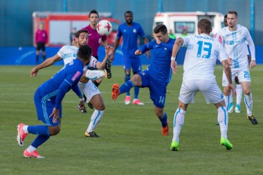 Zagreb, Hırvatistan - 28 Ekim 2017: Gnk Dinamo ile Hnk Rijeka arasındaki Hırvatistan İlk Futbol Ligi maçı. Amer Gojak (14) görev başında