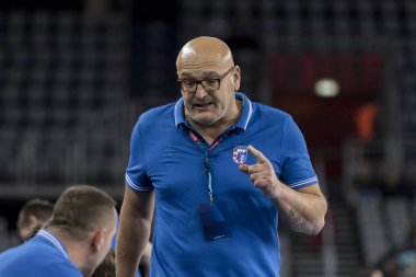 Zagreb, Hırvatistan - 29 Kasım 2017: Ehf Velux Şampiyonlar Ligi PPD Zagreb - Rhein-Neckar Lowen. Zlatan Saraceviç 