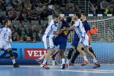 Zagreb, Hırvatistan - 23 Kasım 2017: Ehf Velux Şampiyonlar Ligi PD Zagreb - Fc Barcelona Lassa. Dika Hanım (24) görev başında