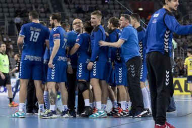 Zagreb, Hırvatistan - 29 Kasım 2017: Ehf Velux Şampiyonlar Ligi PPD Zagreb - Rhein-Neckar Lowen. PD Zagreb Oyuncuları