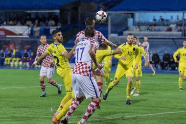 ZAGREB, CROATIA - SEPTEMBER 02, 2017: European qualifier for 2018 FIFA World CUp Russia. Croatia vs Kosovo. Marcelo BROZOVIC (11) performing head shot