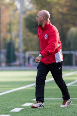 Zagreb, Hırvatistan - 21 Ekim 2017: Üçüncü Hırvat Futbol Ligi Nk Maksimir - Nk Spansko. Nk Spansko 'nun koçu