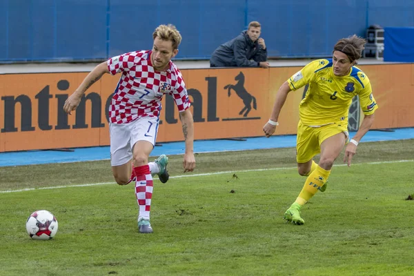 ZAGREB, CROATIA - SEPTEMBER 03, 2017: European qualifier for 2018 FIFA World CUp Russia. Croatia vs Kosovo. Ivan RAKITIC (7) with ball