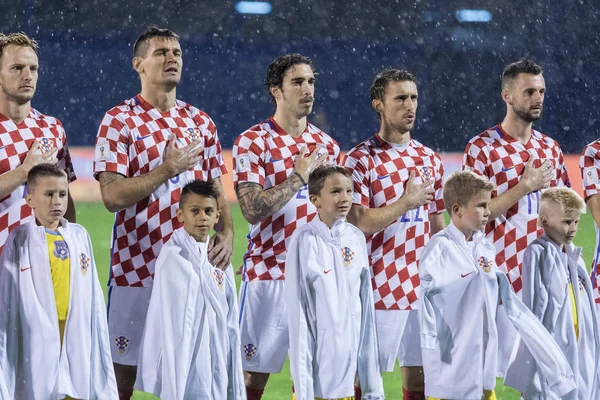 ZAGREB, CROATIA - SEPTEMBER 02, 2017: European qualifier for 2018 FIFA World CUp Russia. Croatia vs Kosovo. Croatian national team lineup 