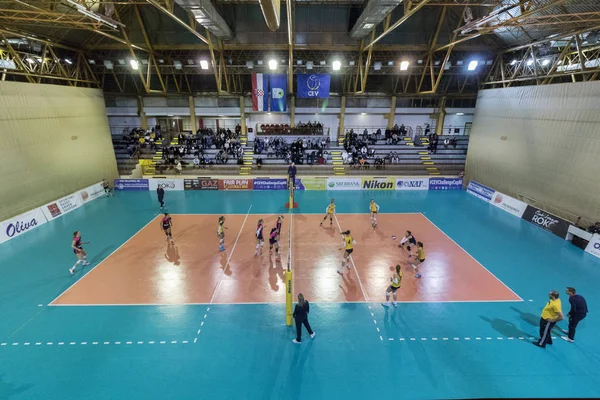 Zagreb Kroatien December 2017 Kroatisk Volleyball Superligakvinde Match Mellem Haok - Stock-foto