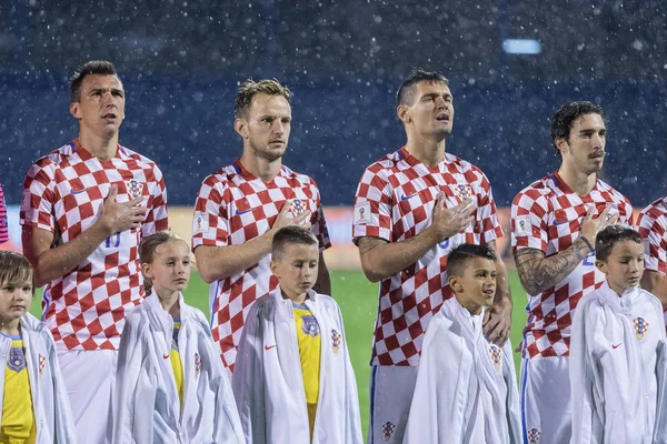 ZAGREB, CROATIA - SEPTEMBER 02, 2017: European qualifier for 2018 FIFA World CUp Russia. Croatia vs Kosovo. Croatian national team lineup 