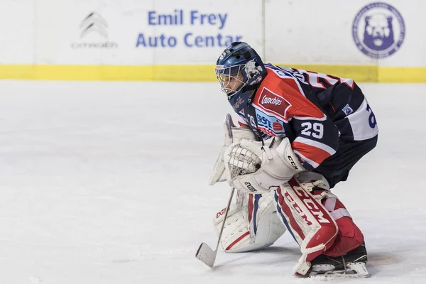 ZAGREB, CROATIA - DECEMBER 28, 2017: EBEL ice hockey league match between Medvescak Zagreb and Graz 99ers. Vilim ROSANDIC (29) goalie