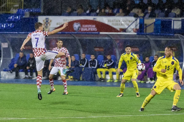 ZAGREB, CROATIA - SEPTEMBER 02, 2017: European qualifier for 2018 FIFA World CUp Russia. Croatia vs Kosovo. Ivan RAKITIC (7) in action