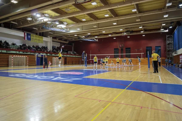 Zagreb Kroatien December 2017 Kroatisk Volleyball Superligakvinde Match Mellem Olimpik - Stock-foto