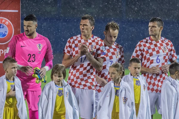 ZAGREB, CROATIA - SEPTEMBER 02, 2017: European qualifier for 2018 FIFA World CUp Russia. Croatia vs Kosovo. Croatian national team lineup 