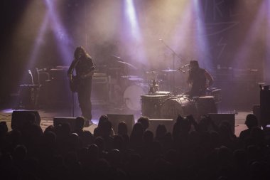 ZAGREB, CROATIA - DECEMBER 09, 2018: Hard Rock band The Picturebooks performing in Tvornica Kulture (Culture Factory) in Zagreb, Croatia. The Picturebooks performing on stage.