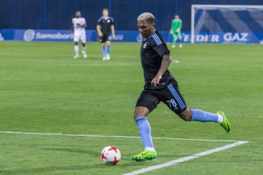 Zagreb, Hırvatistan - 21 Temmuz 2017: Dinamo Zagreb (Cro) ile Odd (Nor) arasında oynanan Uefa Avrupa Ligi 3. tur ön eleme maçı. Küçük Fernandes (78) topu aldı