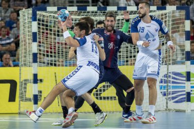 Zagreb, Hırvatistan - 29 Eylül 2018: Ehf man 's Championship League. PD Zagreb, Paris Saint-Germain 'e karşı. Srsen İvan (13))