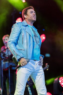 ZAGREB, CROATIA - AUGUST 29, 2017:Duran Duran Paper gods on tour 2017 at Salata Zagreb. Simon Le Bon singer of the band Duran Duran on stag