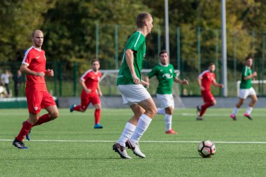 Zagreb, Hırvatistan - 21 Ekim 2017: Üçüncü Hırvat Futbol Ligi Nk Maksimir - Nk Spansko. Futbol sahasında oynayan oyuncular
