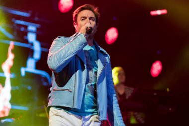 ZAGREB, CROATIA - AUGUST 29, 2017:Duran Duran Paper gods on tour 2017 at Salata Zagreb. Simon Le Bon singer of the band Duran Duran on stag