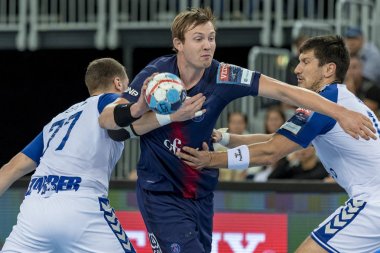 Zagreb, Hırvatistan - 29 Eylül 2018: Ehf man 's Championship League. PD Zagreb, Paris Saint-Germain 'e karşı. Eylemde Sagosen Sander (10) 