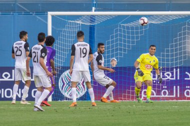 Zagreb, Hırvatistan - 31 Temmuz 2018: Arap Kulüp Şampiyonlar Kupası, Al Ain - Es Setif. Oyuncular iş başında 