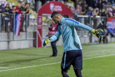 Rijeka, Hırvatistan - 06 Ekim 2017: 2018 Fifa Dünya Kupası Rusya Avrupa elemeleri. Hırvatistan - Finlandiya. Danijel Subasic (23)) 