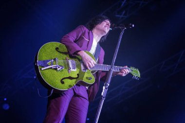 Zagreb, Hırvatistan - 30 Eylül 2018: İskoçyalı Texas grubu Dom Sportova 'da sahne aldı. Sharleen Spiteri sahnede.