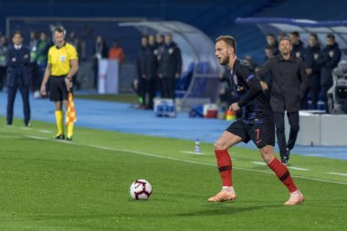 ZAGREB, CROATIA - NOVEMBER 15, 2018: UEFA Nations League football match Croatia vs. Spain. In action Ivan Rakitic (7)