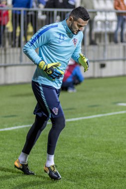 Rijeka, Hırvatistan - 06 Ekim 2017: 2018 Fifa Dünya Kupası Rusya Avrupa elemeleri. Hırvatistan - Finlandiya. Danijel Subasic (23)) 