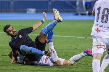 Zagreb, Hırvatistan - 21 Temmuz 2017: Dinamo Zagreb (Cro) ile Odd (Nor) arasında oynanan Uefa Avrupa Ligi 3. tur ön eleme maçı. Düelloda Hilal Soudani (2) yenildi.