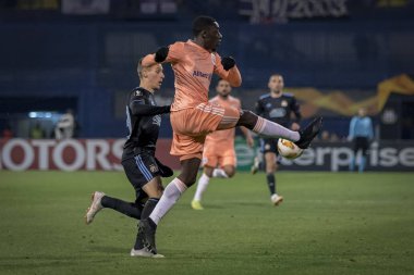Zagreb, Hırvatistan - 13 Aralık 2018: Uefa Avrupa Ligi 2018 / 2019, Gnk Dinamo Anderlecht 'e karşı. Oyuncular iş başında.