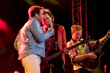 ZAGREB, CROATIA - AUGUST 29, 2017:Duran Duran Paper gods on tour 2017 at Salata Zagreb. Simon Le Bon singer of the band Duran Duran on stag