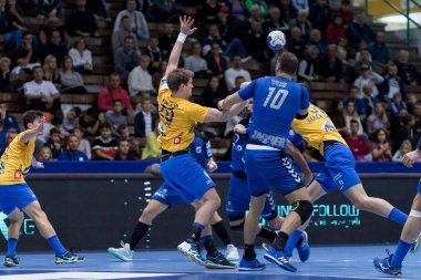 ZAGREB, CROATIA - SEPTEMBER 19, 2017: SEHA League PPD Zagreb VS RK Celje Pivovarna Lasko. VORI Igor (10) in action