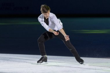 ZAGREB, CROATIA - DECEMBER 08, 2018: Figure skating competition 51 Golden Spin of Zagreb 2018 gala. Ice skaters in action
