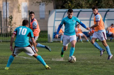 Zagreb, Hırvatistan - 21 Ekim 2017: 2. Zagreb ligi Nk Ravnice, Nk Prigorje 'ye karşı. 