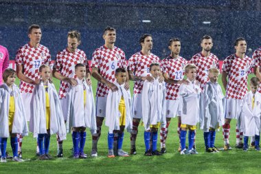 ZAGREB, CROATIA - SEPTEMBER 02, 2017: European qualifier for 2018 FIFA World CUp Russia. Croatia vs Kosovo. Croatian national team lineup